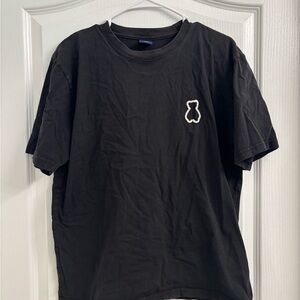 Black Short Sleeve Tee with Minimalist Graphic
